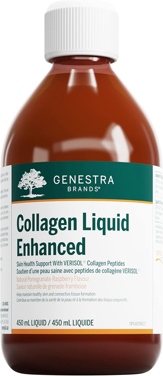 Genestra Brands Collagen Liquid Enhanced | Skin Health Support With Collagen Peptides | 450 ml Liquid | Natural Pomegranate-Raspberry Flavour