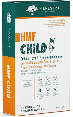 Genestra Brands - HMF Child - Probiotic Formula - Supports Gastrointestinal Health - 30 Chewable Tablets - Blackcurrant Flavour