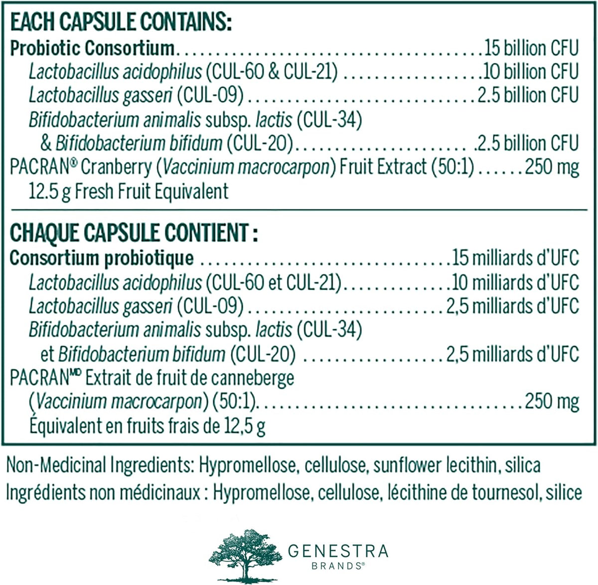 Genestra Brands - HMF UTI - Probiotic Formula with Cranberry Extract for Urinary Tract Support - 60 Vegetable Capsules