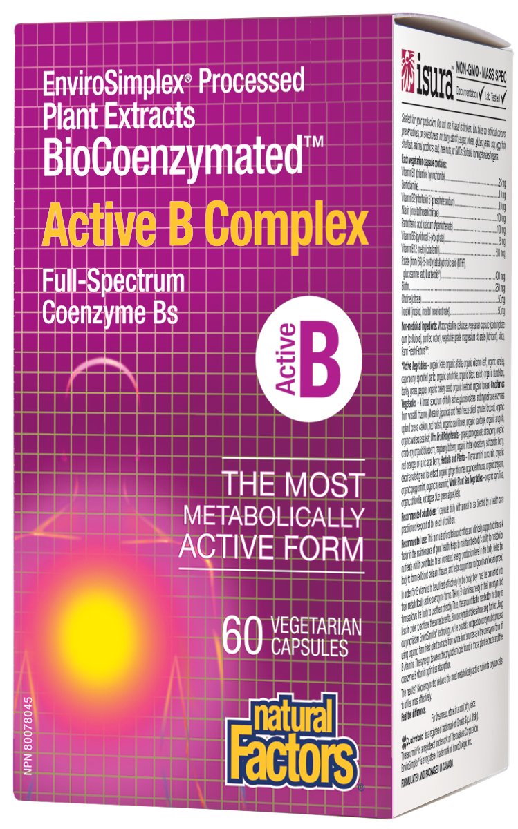 Natural Factors BioCoenzymated Active B Complex 60 Vegetarian Capsules