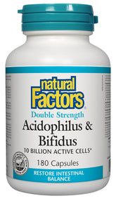 Natural Factors Double Strength Acidophilus & Bifidus 10 Billion 180 Capsules