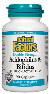 Natural Factors Double Strength Acidophilus & Bifidus 10 Billion 90 Capsules - Pure Buys - Pure Buys