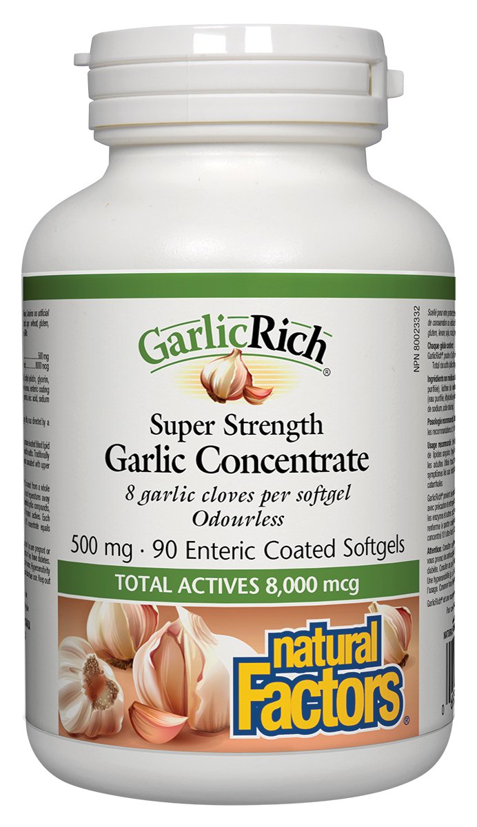 Natural Factors Garlicrich Super Strength Garlic Concentrate 500mg 90 Softgels - Pure Buys - Pure Buys