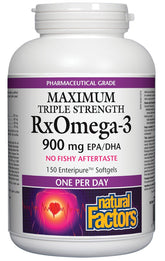 Natural Factors Maximum Triple Strength RxOmega-3 900mg 150 Enteric Coated Softgels - Pure Buys - Pure Buys