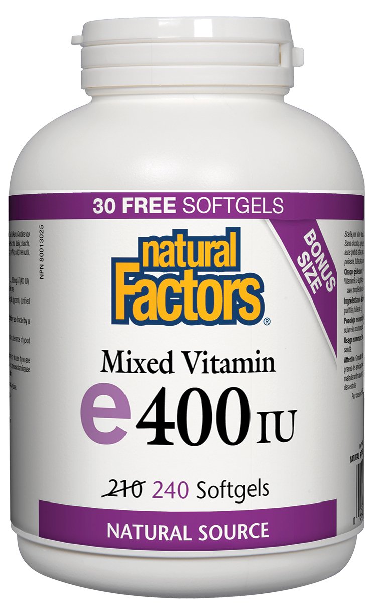 Natural Factors Mixed Vitamin E 400 IU 240 Softgels Bonus Size