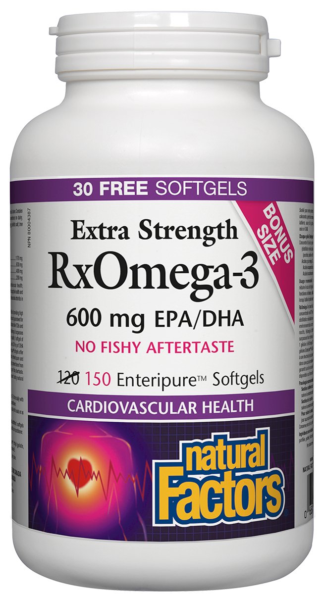 Natural Factors RxOmega-3 Extra Strength 150 Enteripure Softgels Bonus Size - Pure Buys - Pure Buys