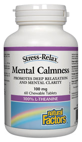 Natural Factors Stress-Relax Mental Calmness L-Theanine 100mg 60 Chewable Tablets - Pure Buys - Pure Buys