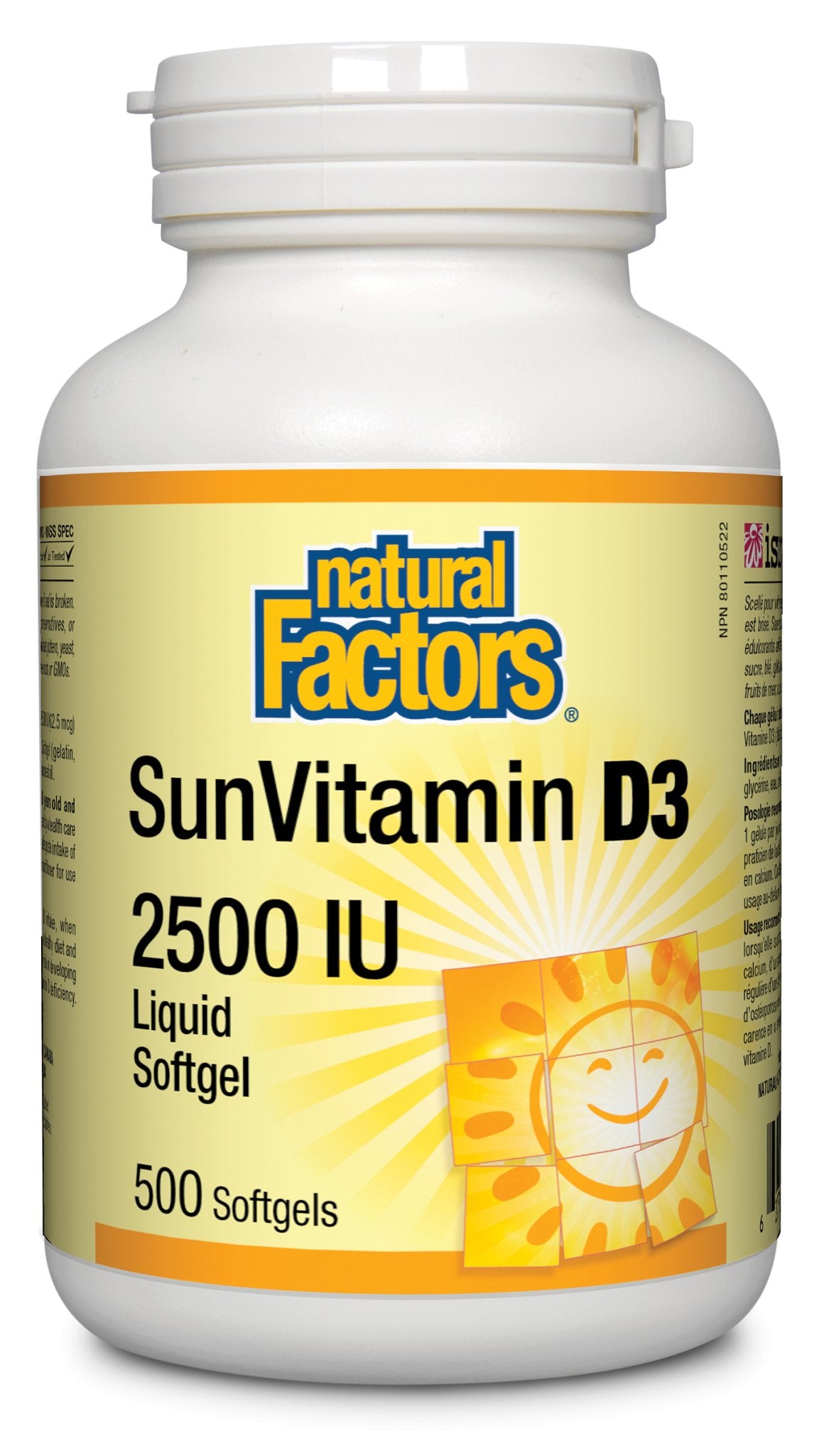 Natural Factors SunVitamin D3 2500IU 500 Softgels - Pure Buys - Pure Buys