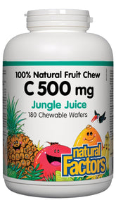 Natural Factors Vitamin C 500mg 100% Natural Fruit Chew Jungle Juice Flavour 180 Chewable Tablets - Pure Buys - Pure Buys