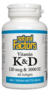 Natural Factors Vitamin K & D 120mcg & 1000 IU 60 Softgels - Pure Buys - Pure Buys