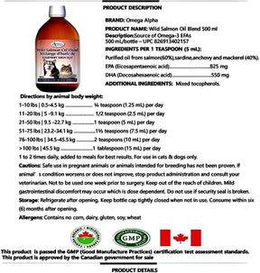 Omega Alpha Pets - Wild Salmon Oil Blend 500ml - Daily Nutritional Needs - Pure Buys - Pure Buys