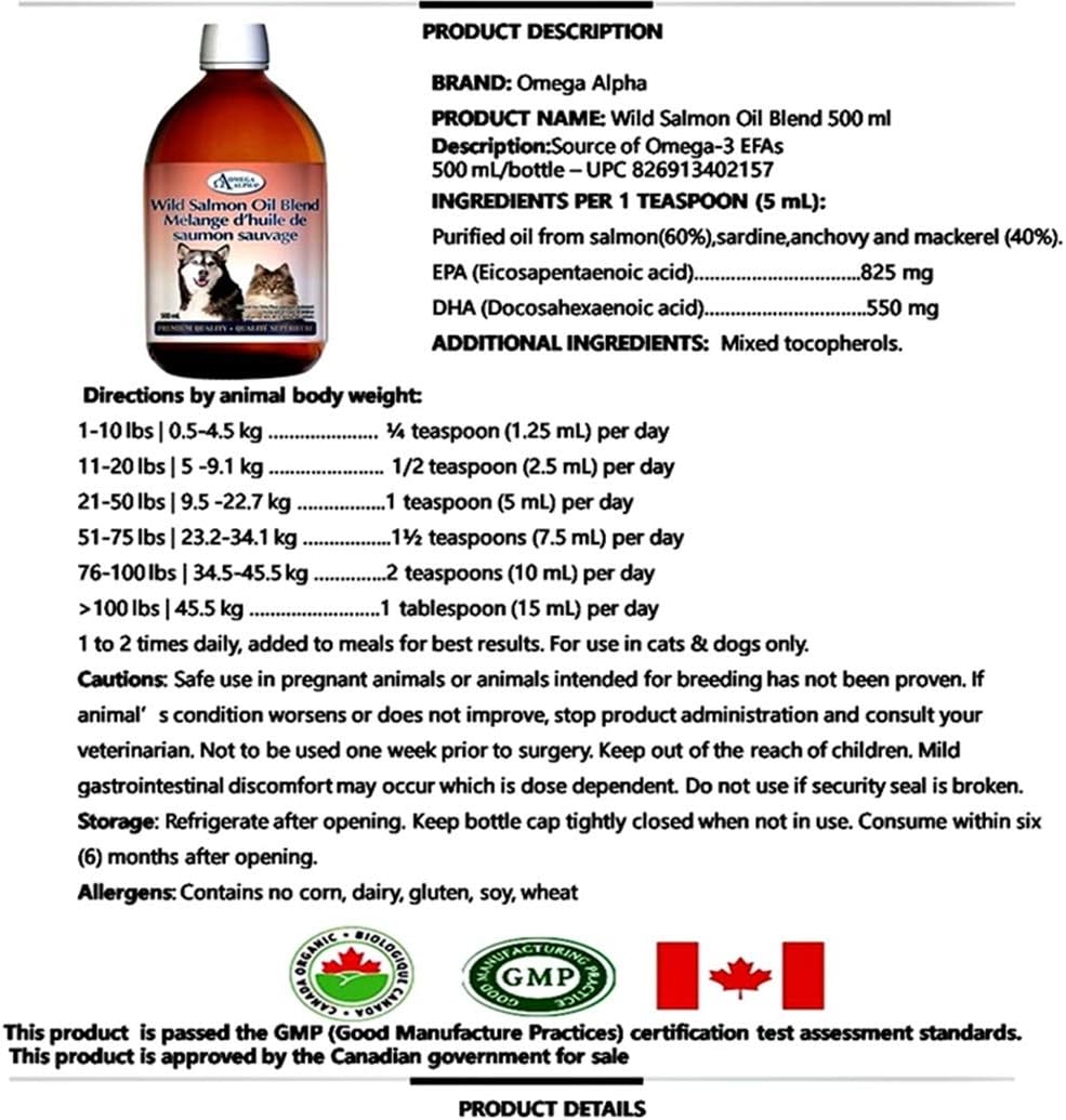 Omega Alpha Pets - Wild Salmon Oil Blend 500ml - Daily Nutritional Needs - Pure Buys - Pure Buys